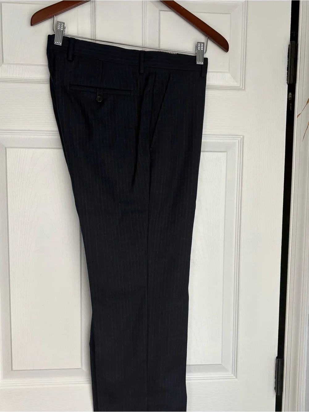 Banana Republic Men's Navy Wool Pinstripe Two-Button Suit Jacket and Pants Set